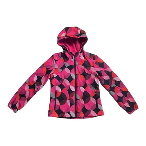 🐞London Fog Girl L 14-16 Pink Circle Print Hooded Fleece Lined Thick‎ Jacket